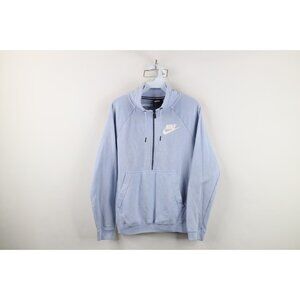 Nike Sportswear Womens Small Spell Out Club Essential Half Zip Sweatshirt Blue